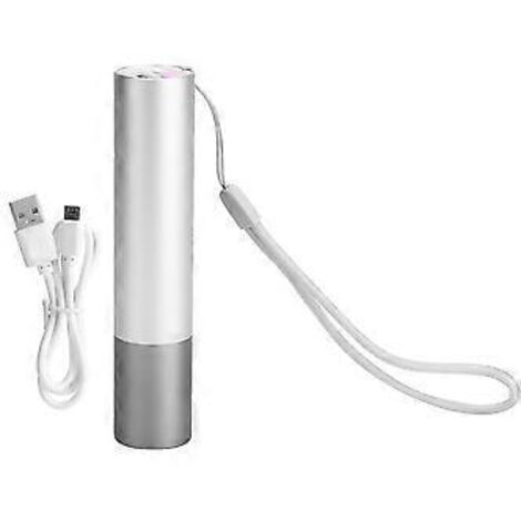 Tragbare LED-Taschenlampe mit eingebautem Akku, USB-Ladefunktion, Notfalllampe (silber)