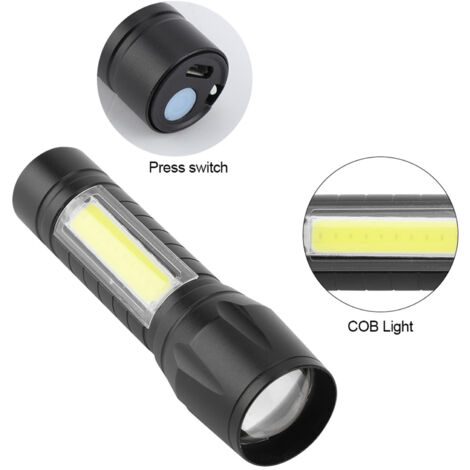 Tragbare LED-Zoom-Taschenlampe mit 3 Modi, wasserdicht, XPE + COB, für den Außeneinsatz
