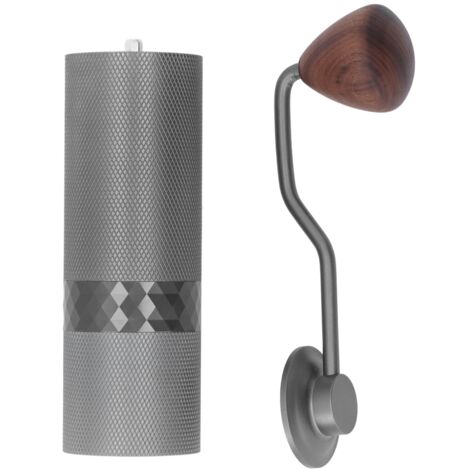 Tragbare manuelle Kaffeemühle aus grauem Aluminium für Kaffeebohnen