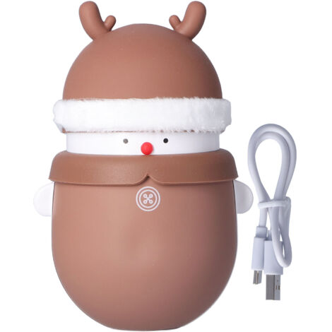 Tragbare Mini-Powerbank mit 6000 mAh – Wiederverwendbare elektrische Wärmflasche (2-in-1), 2 Heizstufen – Niedliches Reh-Design