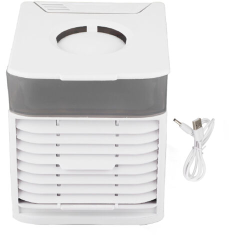 Tragbare Mini-USB-Klimaanlage mit Nebelmaschine und 7-farbiger LED-Beleuchtung für Büro, Schlafzimmer und Camping