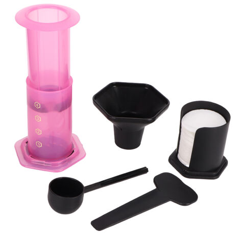 Tragbare, pinkfarbene French-Press-Kaffeemaschine mit 400 Filtern – Reisekaffeemaschine