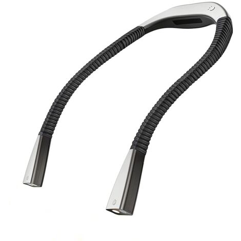 Tragbare Schreibtischlampe, 2000 mAh, 3 Farben, Nackenpositionierung, 360° verstellbar, SOS-Modus, USB, 5 V, Silber