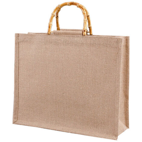 Tragbare Schultertasche, Tragetasche aus natürlichem Jute, perfekt zum Einkaufen, Picknicken, Verschenken, Reisen, Strand – 26 x 27 x 10 cm