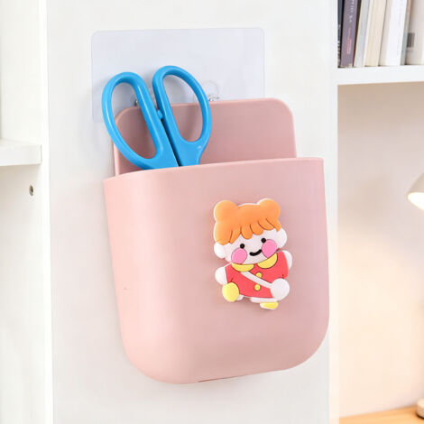 Tragbare, wandmontierte Aufbewahrungsbox aus ABS mit Ladeanschluss für Handys und dekorativem Design, rosa Cartoon-Mädchen-Muster, 11 x 9 x 3,5 cm