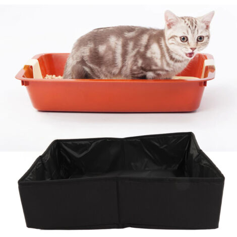 Tragbare, wasserdichte, faltbare Katzentoilette für Reisen – Mittelgroß, Schwarz, Oxford 600D