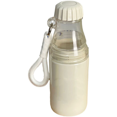 Tragbare Wasserflasche mit Trageschlaufe, abnehmbarem Becher, doppeltem auslaufsicherem Fach für Büro, Zuhause, Auto und Outdoor-Aktivitäten, beige