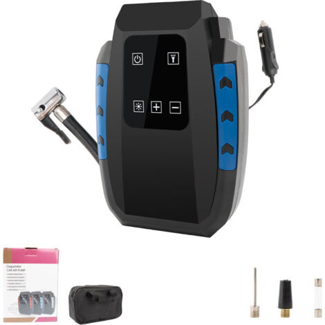 Tragbarer 12-V-Luftkompressor, 120-W-Autoreifenfüller, elektrischer Luftkompressor mit Digitalanzeige und LED-Licht, 3-m-Kabel für Auto und Fahrrad (blau)
