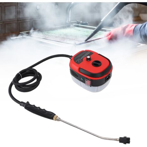 Tragbarer 1500-W-Dampfreiniger, Hochtemperatur-Druckreinigungsgerät mit 4 Bürsten und Schlauch für Küche, Bad und Auto, Rot