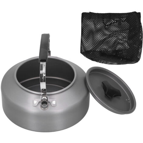 Tragbarer 1,6-Liter-Campingkessel für Wandern, Angeln und Grillen (schwarzer Griff)
