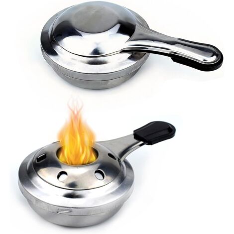 Tragbarer 2-teiliger Fonduebrenner, Mini-Spiritusbrenner aus Edelstahl, Camping-Spirituskocher für Fondue im Freien, Camping, Wandern und Picknicks