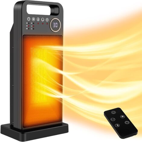 Tragbarer 2000-W-Heizlüfter, verstellbare Raumheizung mit Fernbedienung, 12-Stunden-Timer, 3 Temperaturmodi, 60°-Oszillation