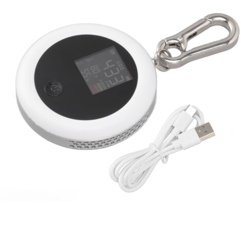 Tragbarer 3-in-1-Infrarot-CO₂-Detektor – Luftanalysator mit LCD-Display für Temperatur und Luftfeuchtigkeit – Für Innenräume und unterwegs – Weiß