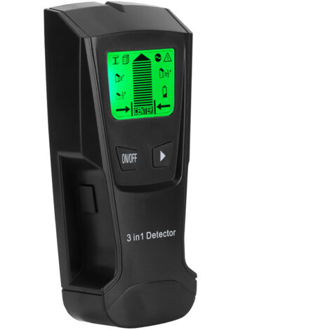 Tragbarer 3-in-1-Metalldetektor – Wandscanner für Wechselstromleitungen und Wandträger mit schwarzem LCD-Bildschirm