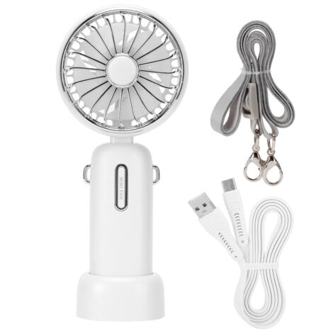 Tragbarer 3-stufiger Handventilator mit abnehmbarem Kabel, 4000–6000 U/min – Weiß