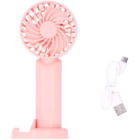Tragbarer 3-stufiger Ventilator mit Handyhalterung – Rosa fürs Schlafzimmer