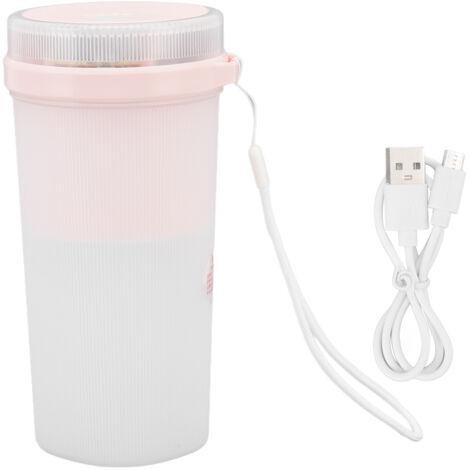 Tragbarer 300-ml-USB-Elektromixer mit 6 Edelstahlklingen, LED-Anzeige und Sicherheitsverriegelung für Smoothies – Pink