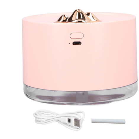 Tragbarer 300-ml-USB-Luftbefeuchter mit farbigem Nachtlicht für Büro, Auto und Schlafzimmer, Rosa