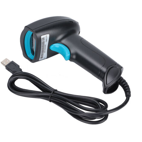 Tragbarer 360°-Barcodeleser, staub- und wasserabweisend, kabellos, USB-QR-Codeleser (schwarz und blau)