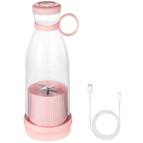 Tragbarer 380-ml-USB-Mixer für gefrorene Früchte und Smoothies, pinkfarbenes ABS-Gehäuse – Mano Display