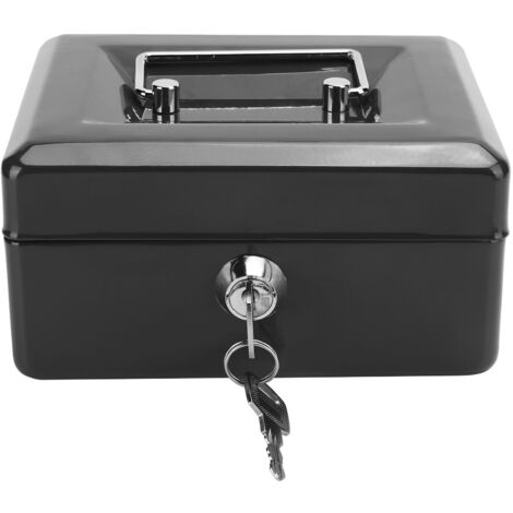 Tragbarer 6-Zoll-Tresor mit Schlüsselschloss, ideal für Büro oder Zuhause – Schwarz