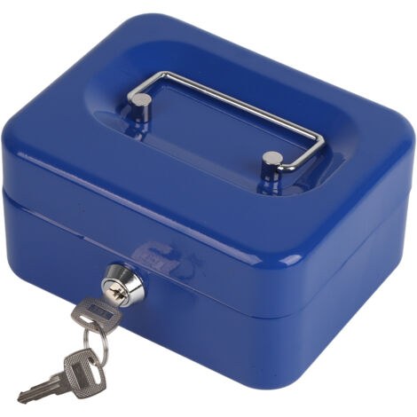 Tragbarer 6-Zoll-Tresor mit Schlüsselschloss, ideal für Büro und Zuhause – Blau