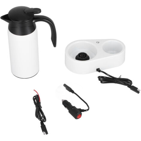 Tragbarer 800-ml-Wasserkocher fürs Auto – Reise-Wassererhitzer mit weißem Sockel und Silikondichtung