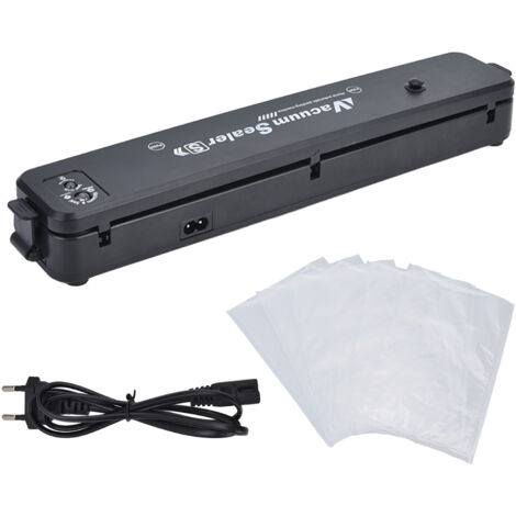 Tragbarer, automatischer Vakuumierer (90 W) mit Sicherheitsverriegelung für Lebensmittel – Kompakter 60-kPa-Empfänger, EU-Stecker (100–240 V)