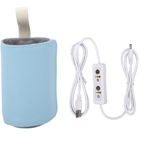Tragbarer blauer USB-Flaschenwärmer für Babys – Aufbewahrung und Transport von Babymilch – mit integriertem Thermostat