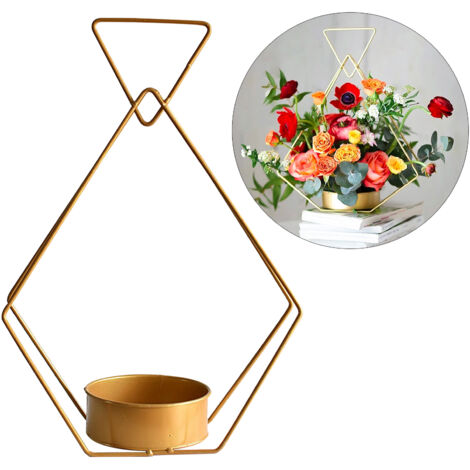 Tragbarer Blumenkorb aus Metall in geometrischer Form