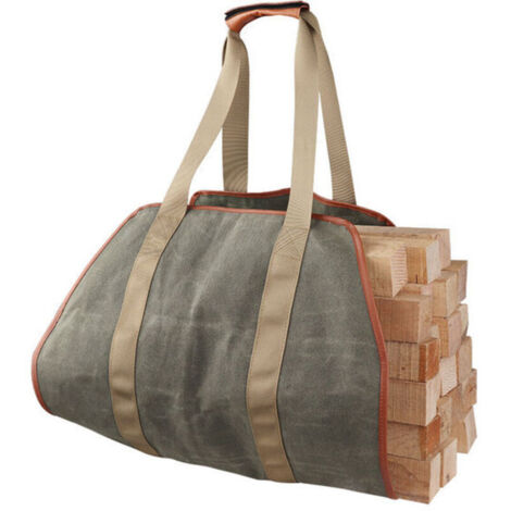 Tragbarer Brennholzsack für den Außenbereich, Holzfällersack, grüner Brennholzsack aus Segeltuch
