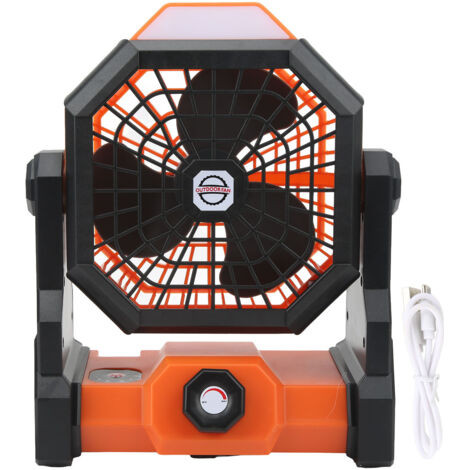 Tragbarer Campingventilator (7800 mAh) mit einstellbarem LED-Licht, Schwarz und Orange