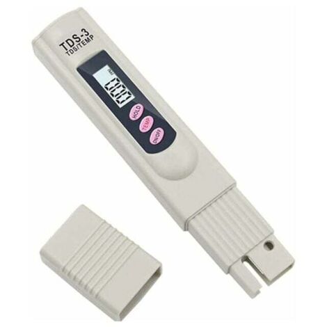 Tragbarer digitaler LCD-Trinkwasser-TDS-3-Messgerätetester, Wasserqualitätsmessgerät, Stifttemperatur- und PPM-Wasserreinheitstester, 0–9990 PPM, Trinkwasser-Hydrokultur (Testet nicht P
