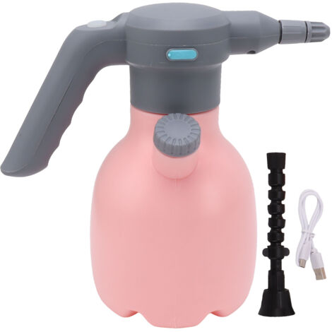 Tragbarer elektrischer Gartensprüher (1,5 l) mit Akku – Automatische Gartenbewässerung, Rosa, mit verstellbarer Düse
