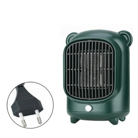 Tragbarer elektrischer Heizstrahler mit Thermostat, 500 W, kleiner Keramikheizstrahler für den Schreibtisch, Grün