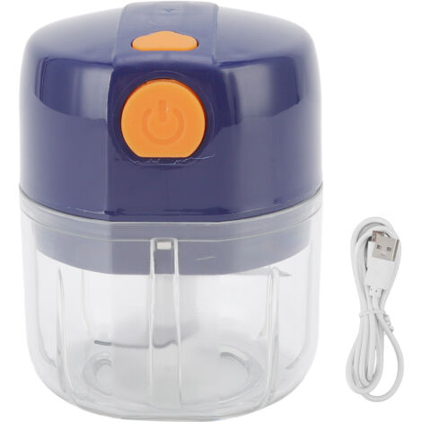 Tragbarer elektrischer Knoblauchzerkleinerer, blau, 3 Klingen, 250 ml, BPA-frei, Mini-Gemüsezerkleinerer für die Küche