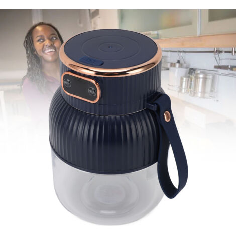 Tragbarer elektrischer Mixer, abnehmbar, großes Fassungsvermögen 600 ml, blau, multifunktional für Treffen und Familie