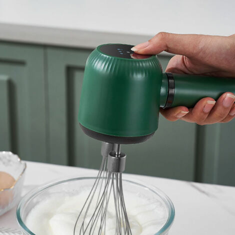 [Tragbarer elektrischer Mixer] - USB-wiederaufladbarer Handmixer mit 2 Edelstahl-Rührbesen, 1200-mAh-Akku, leichtem und ergonomischem Design für Teige, Sahne und Kuchen