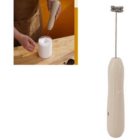 [Tragbarer elektrischer Mixer] - USB-wiederaufladbarer Milchaufschäumer, 3 Geschwindigkeitsstufen, khakifarbener Edelstahl, Kaffee- und Speisenmixer