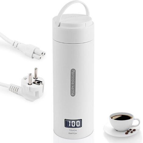 Tragbarer elektrischer Wasserkocher (500 ml), elektrischer Wasserbecher, beheizbarer Reisebecher mit Temperaturregelung, Edelstahl, 220 V, mehrere Temperatureinstellungen