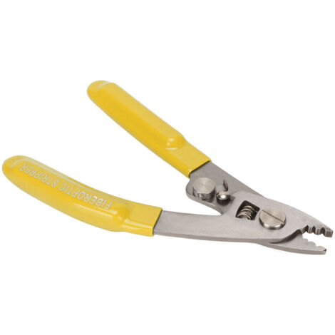 Tragbarer Glasfaser-Abisolierer mit 3 Löchern, präzise und sicher für Elektriker und Installateure, gelbe Farbe.