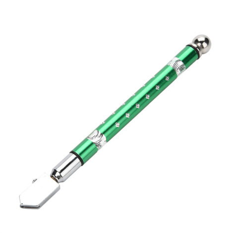 Tragbarer Glasschneider mit Rad und rutschfestem Griff zum Schneiden von Glas von 3 bis 15 mm (grün)