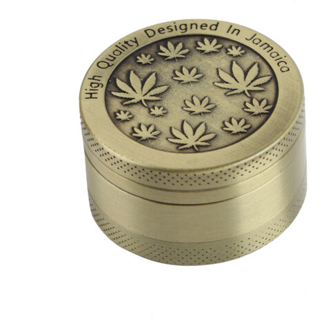 Tragbarer Handschleifer aus Zinklegierung mit Blattmuster – 3-stufiges Schleifwerkzeug in Bronze – Originelles Geschenk, 4 cm Durchmesser