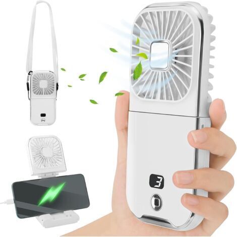 Tragbarer Handventilator, 4 Geschwindigkeitsstufen, USB-aufladbar, leise, ideal für Reisen im Freien und Büro