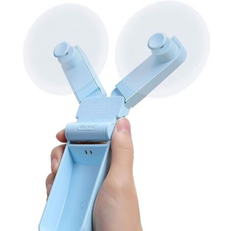 Tragbarer Handventilator, Mini-Taschenventilator, USB-aufladbar, für Frauen und Mädchen, ideal für Reisen im Freien, mit zwei Ventilatorköpfen und 2 Windgeschwindigkeiten