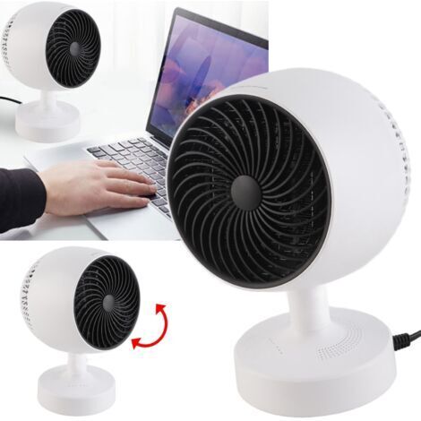 Tragbarer Heizlüfter für kalte und warme Anwendung, Mini-Heizlüfter mit verstellbarem Winkel für Zuhause, Büro, Schreibtisch, 100–240 V, EU-Stecker, weiß