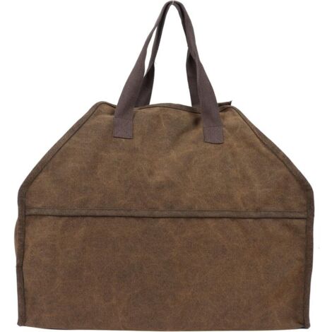 Tragbarer Holztragesack aus Canvas, Aufbewahrungstasche für Brennholz, robuster Brennholztragesack für Kamin, Camping und Grill