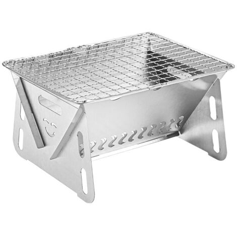 Tragbarer Klappgrill, ideal für 1 bis 2 Personen - Mini-Holzkohlegrill, perfekt zum Campen, kompakte Feuerstelle aus Edelstahl.