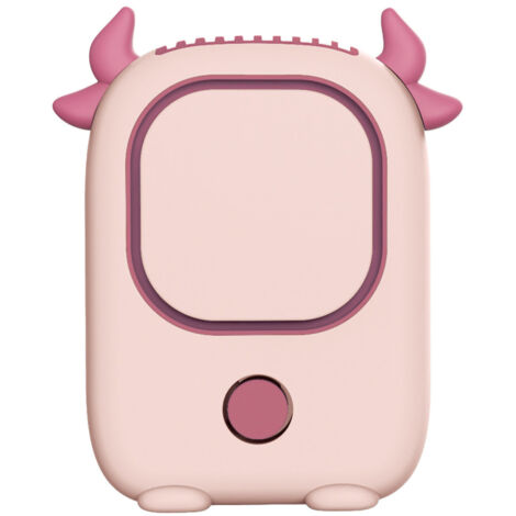 Tragbarer, klingenloser Nackenventilator, USB-aufladbar, Dämonenrosa – Mini-Tisch- und Handventilator