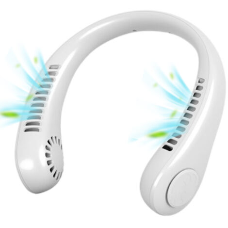 Tragbarer, klingenloser Nackenventilator, wiederaufladbar und geräuschlos, ideal für Sport, Büro und Reisen.